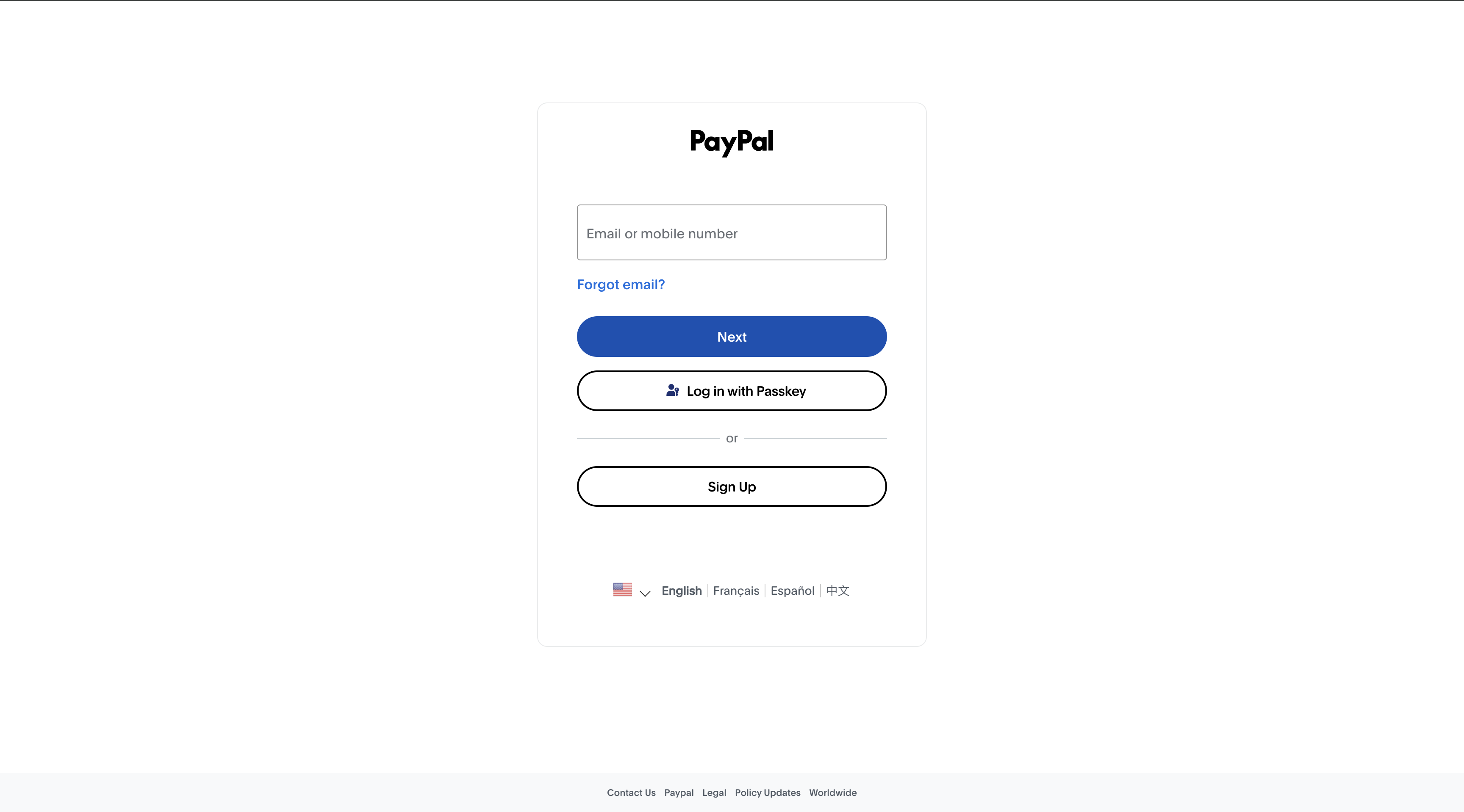 Fake PayPal phishing page